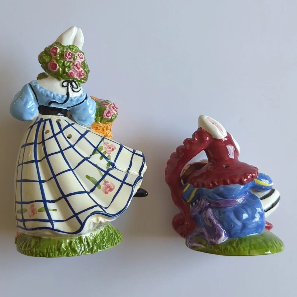 1997 Pamela Silin Palmer Rabbit Bunny Salt And Pepper Shakers Enesco Co Interart